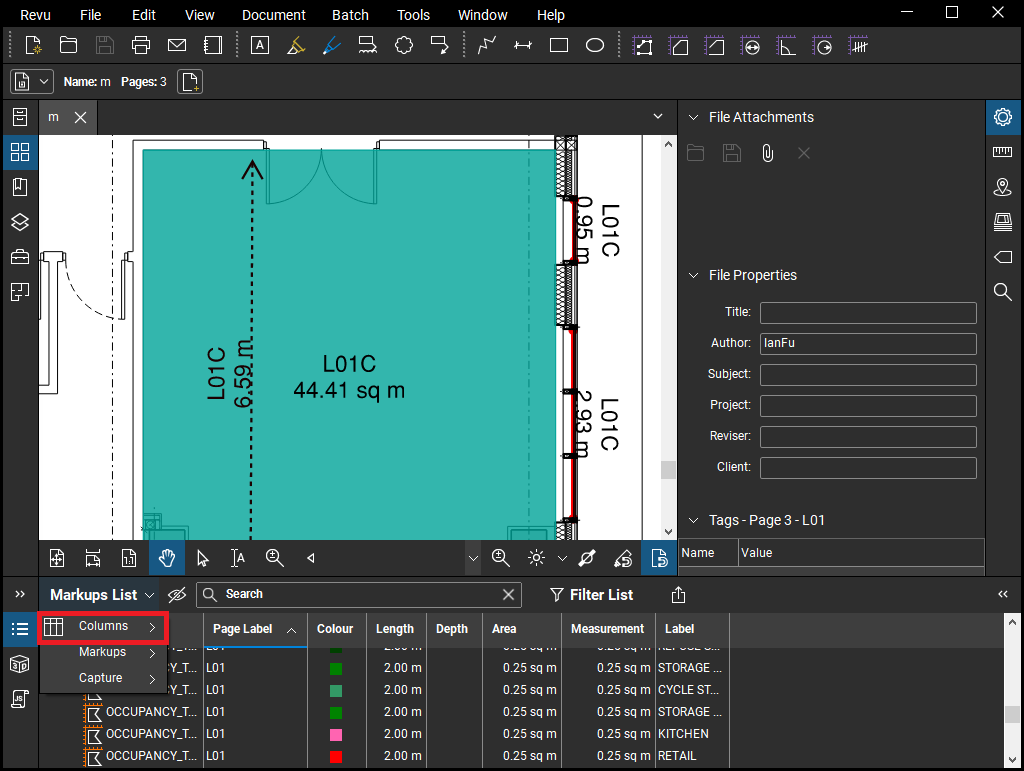 MEASUREMENT_FILE toggle columns